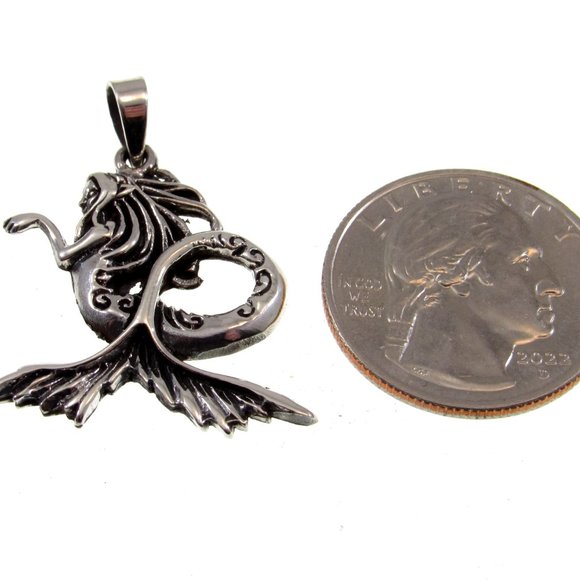 Solid 925 Sterling Silver Sea Hag Mermaid Pendant, Ocean Nymph Mermaidcore Charm - Picture 5 of 8